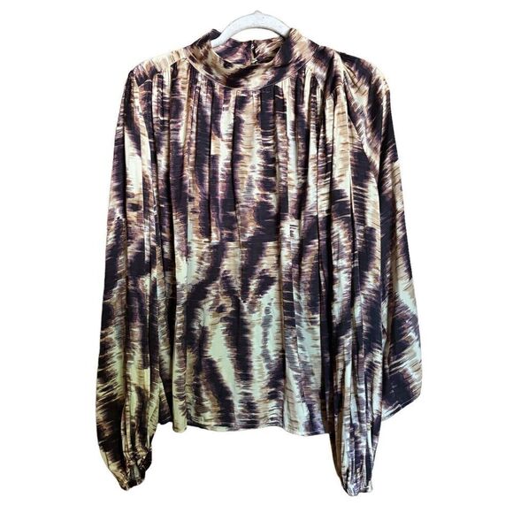 Banana Republic Tops - Banana Republic Top Womens Large Multicolor Boho Artsy Print Mock Neck Blouse